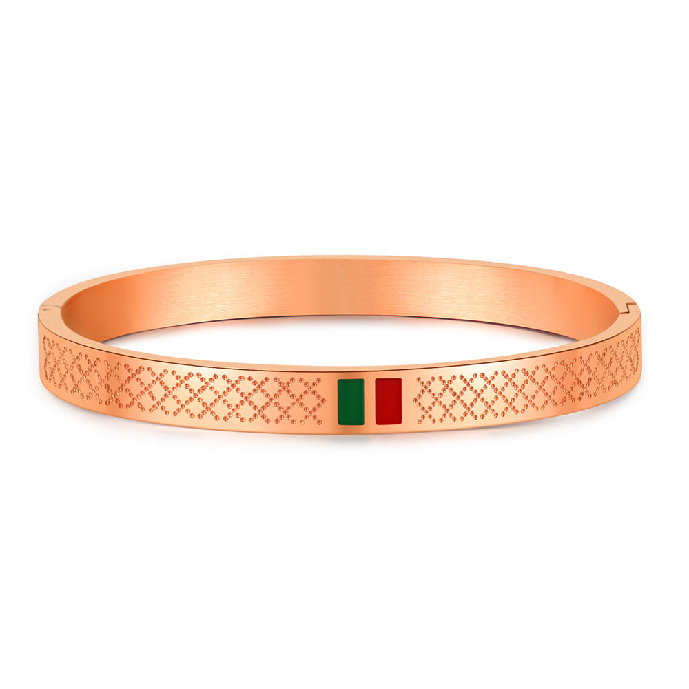 Geometric Round Titanium Steel Drip Oil Plated Bracelet for Unisex