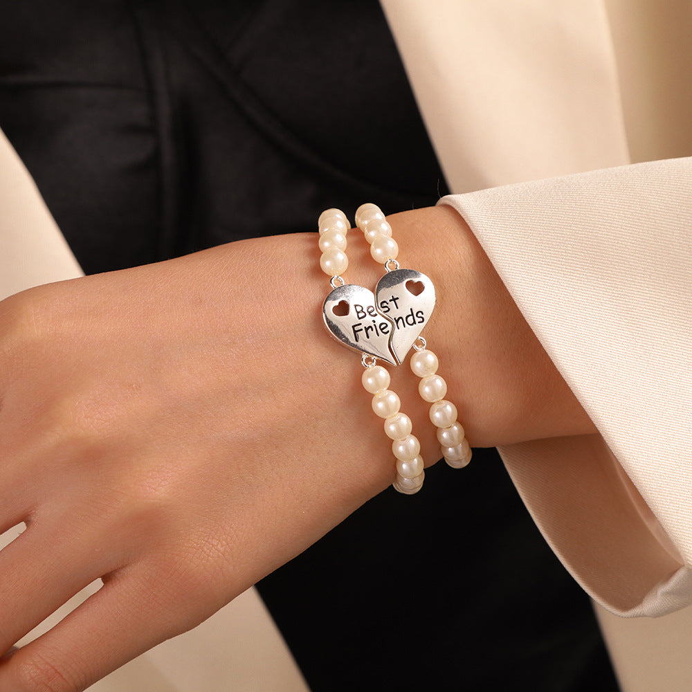 Unique Geometric Handmade Brass and Lava Rock Stretch Bracelet Set