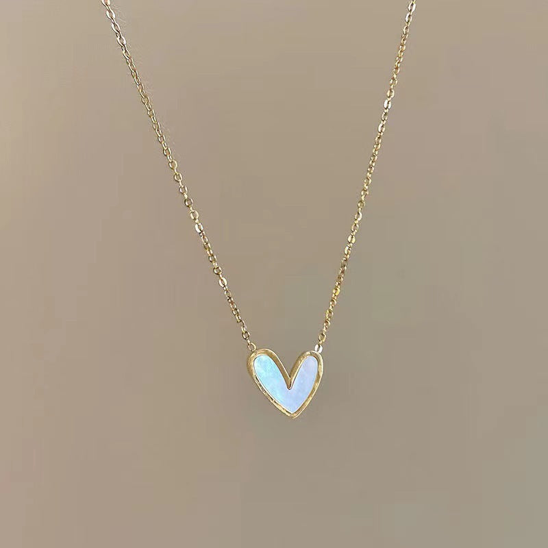 Sweet Minimalist Heart Titanium Steel Plated Pendant Necklace for Women