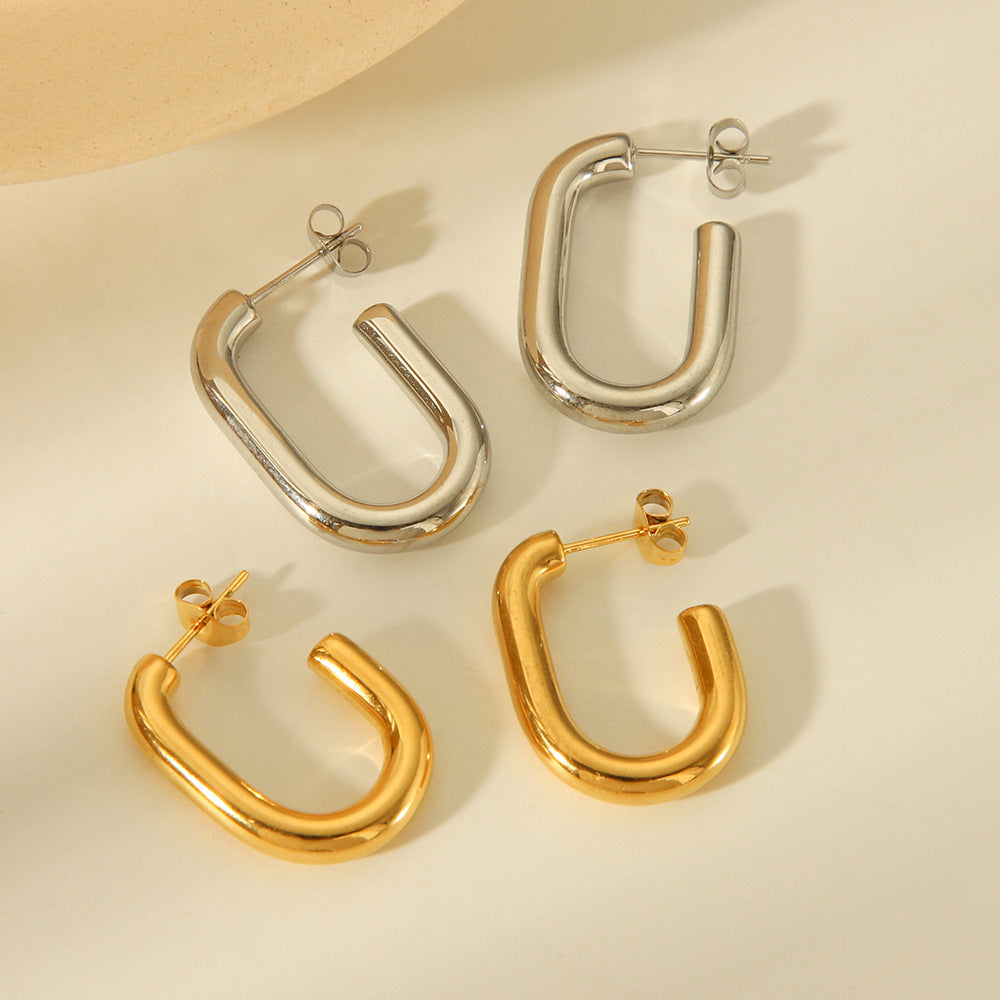Orecchini geometrici in acciaio inossidabile con placcatura sottovuoto da donna, gioielli alla moda resistenti allo sbiadimento