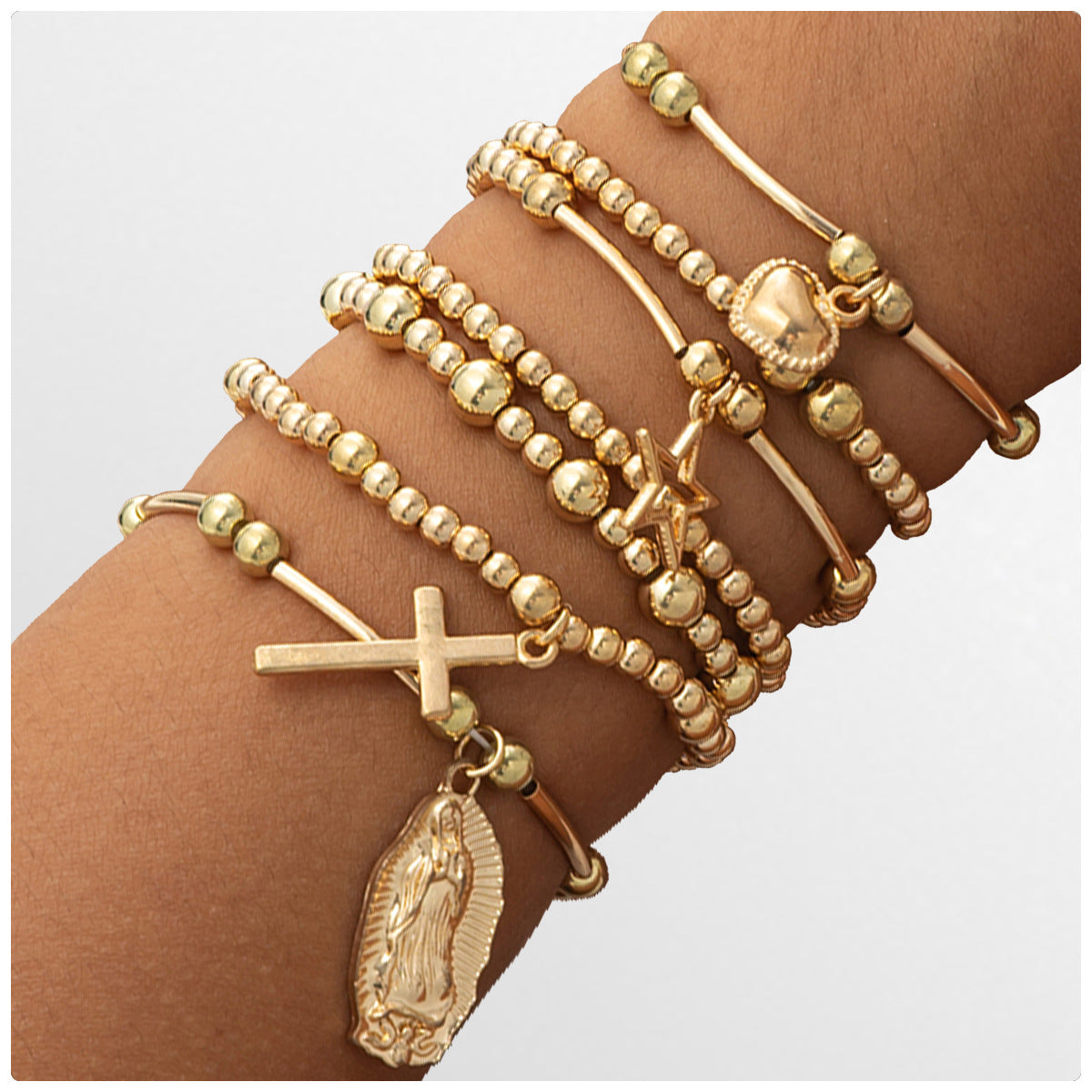 Pulsera minimalista geométrica de cruz con cuentas de resina y acabado chapado para mujer