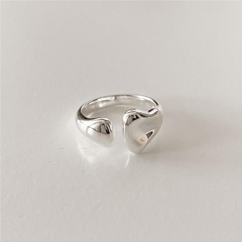 Anillo minimalista geométrico de plata para mujer con detalles florales, plata de ley 925, acabado galvanizado