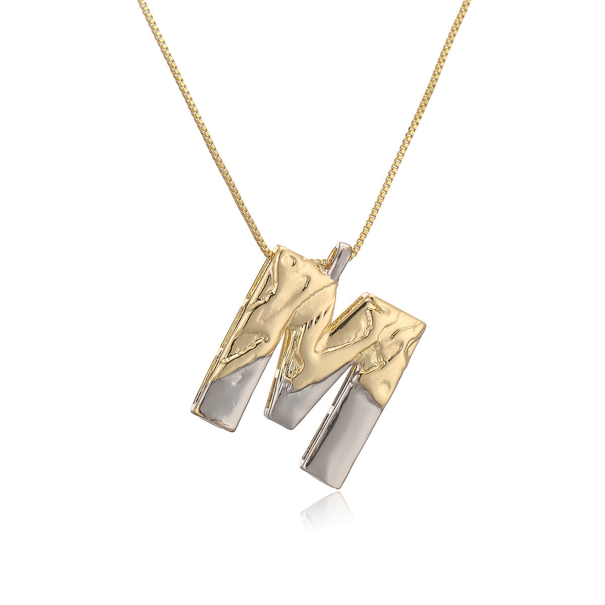 Collana con ciondolo a lettera in rame placcato oro geometrico minimalista da donna