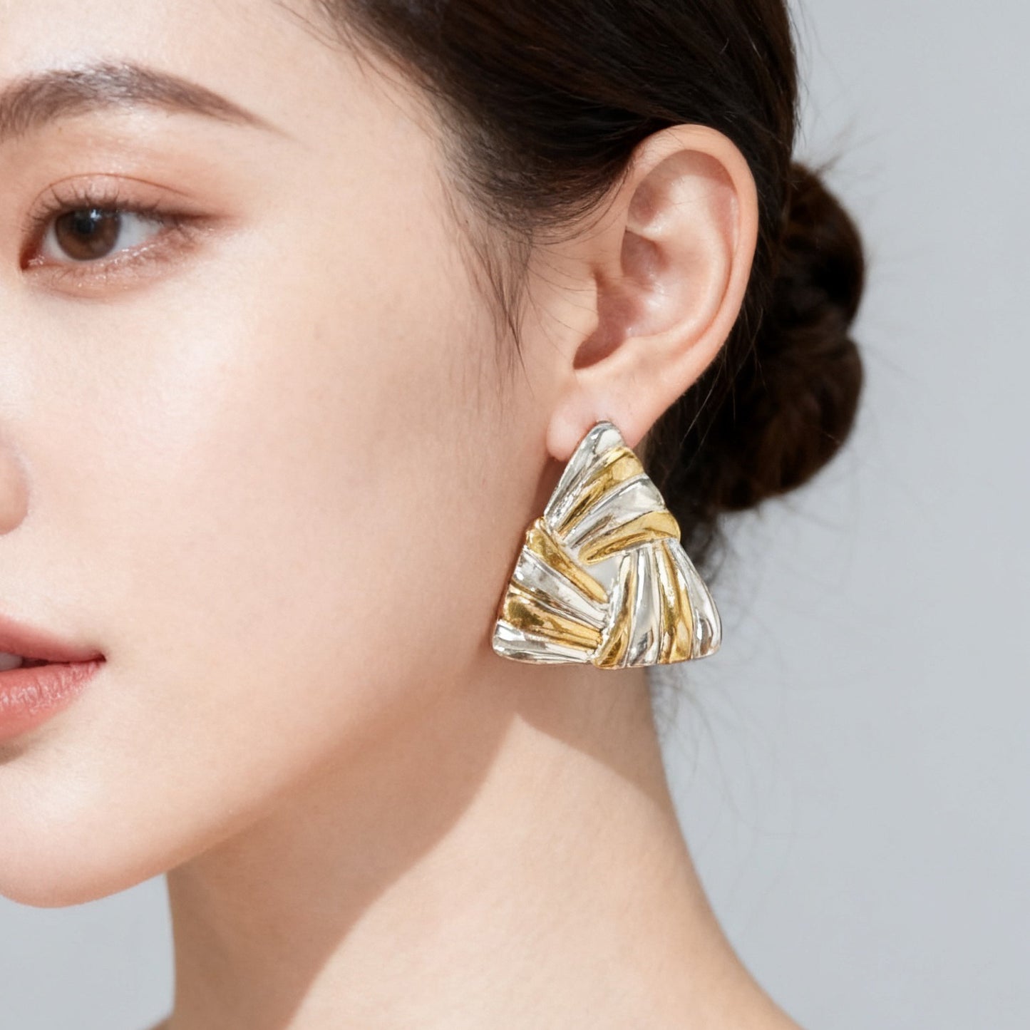 Vintage Luxury Geometric Triangle Plated Stainless Steel Earrings