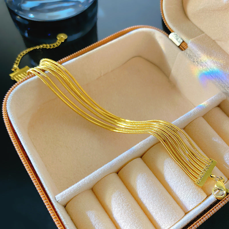 Luxury Elegant Geometric Titanium Steel PVD Gold Plated Snake Chain Bracelet for Women