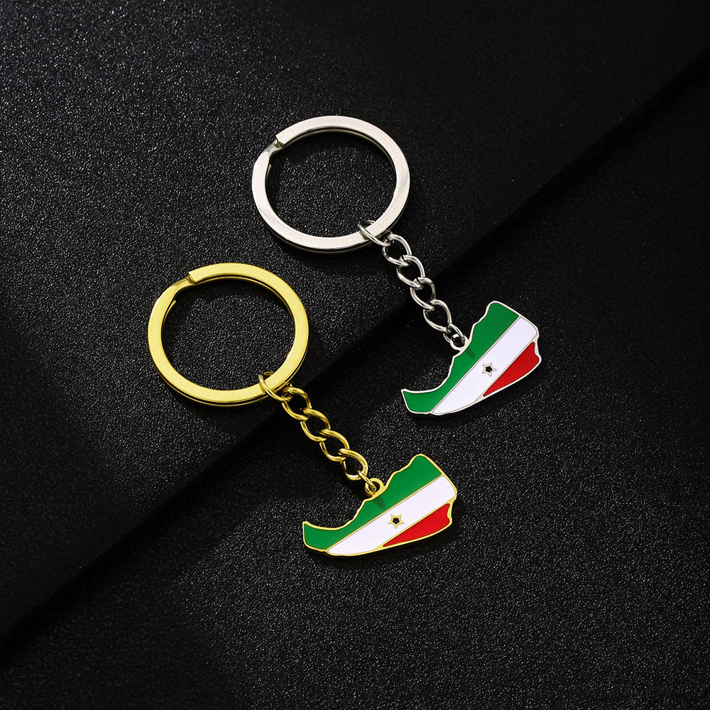 Portachiavi con Ciondolo in Acciaio Inossidabile Smaltato Stile Etnico Vintage Accessorio Decorativo