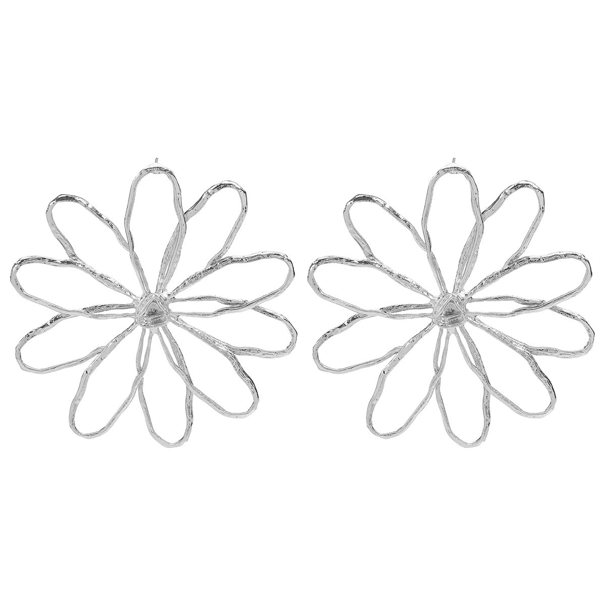 Orecchini a Cerchio Floreali Vintage in Lega con Finitura Galvanizzata per Donne