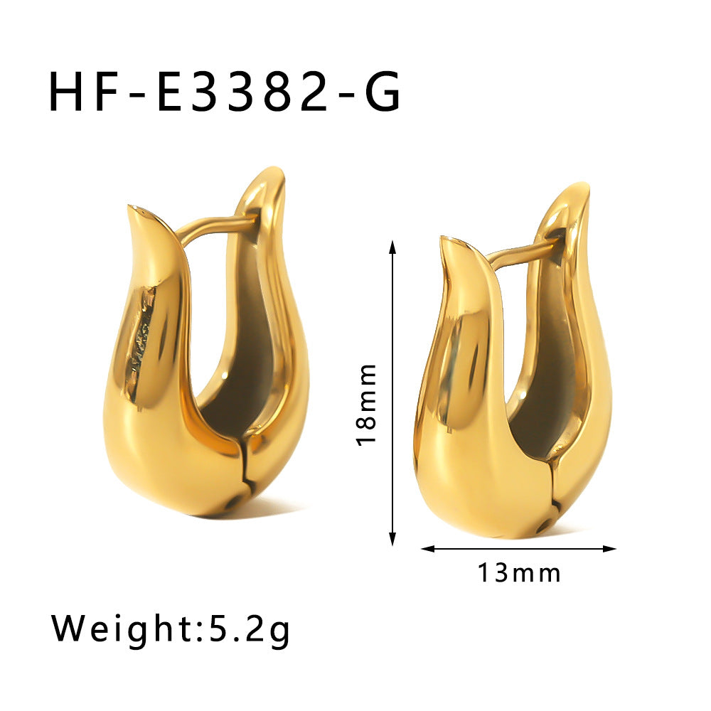 Orecchini Minimalisti Irregolari Geometrici in Acciaio Inox con Placcatura Sottovuoto in Oro 18K da Donna