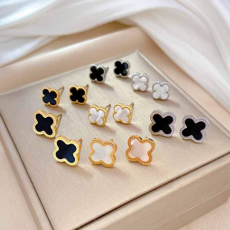 Minimalist Sweet Geometric Titanium Steel Plated Stud Earrings
