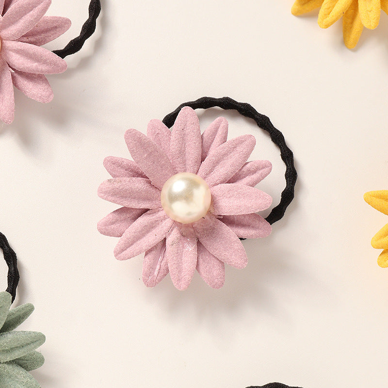 Juego de accesorios para el cabello de margaritas florales vintage para niñas con ligas y broches de tela estilo jardín rústico