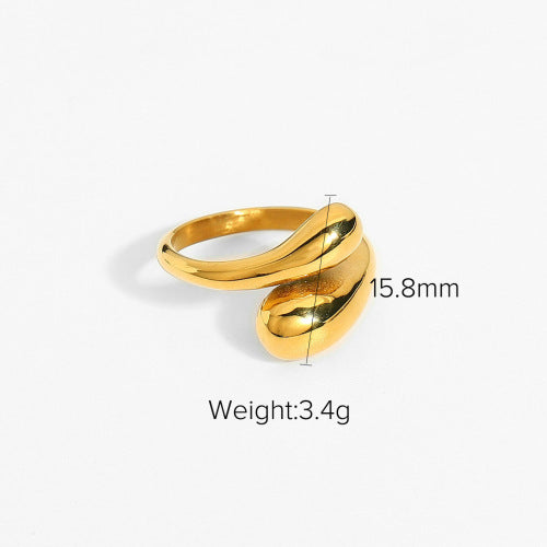 Fashion Business Casual Teardrop Geometric Plated Stainless Steel Ring for Women