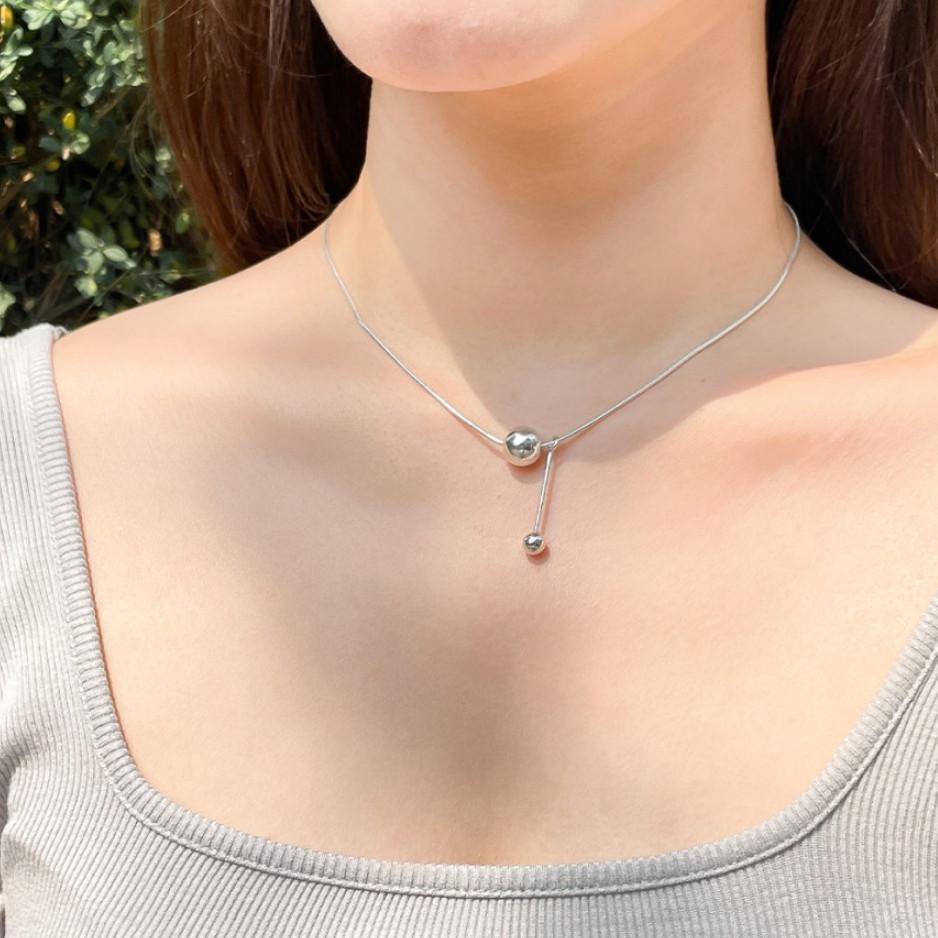 Minimalist Geometric Snake Chain Necklace in 925 Sterling Silver with Gold Plating