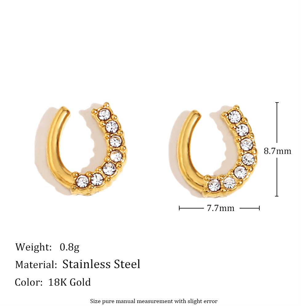 Pendientes Minimalistas Geométricos de Acero Inoxidable con Baño de Oro de 18K, Dijes de Estrella y Paraguas, y Diseño de Aro