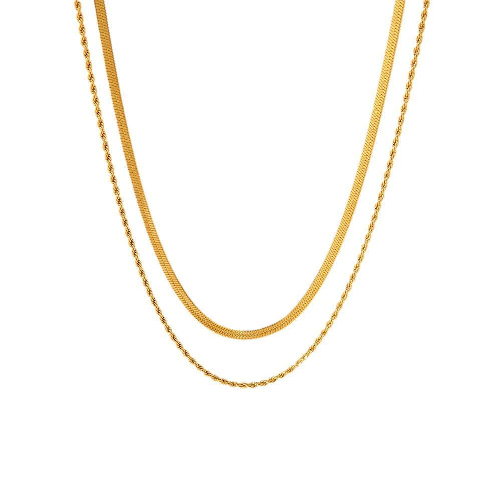 Collana a catena attorcigliata minimalista geometrica in acciaio inossidabile con placcatura sottovuoto da donna