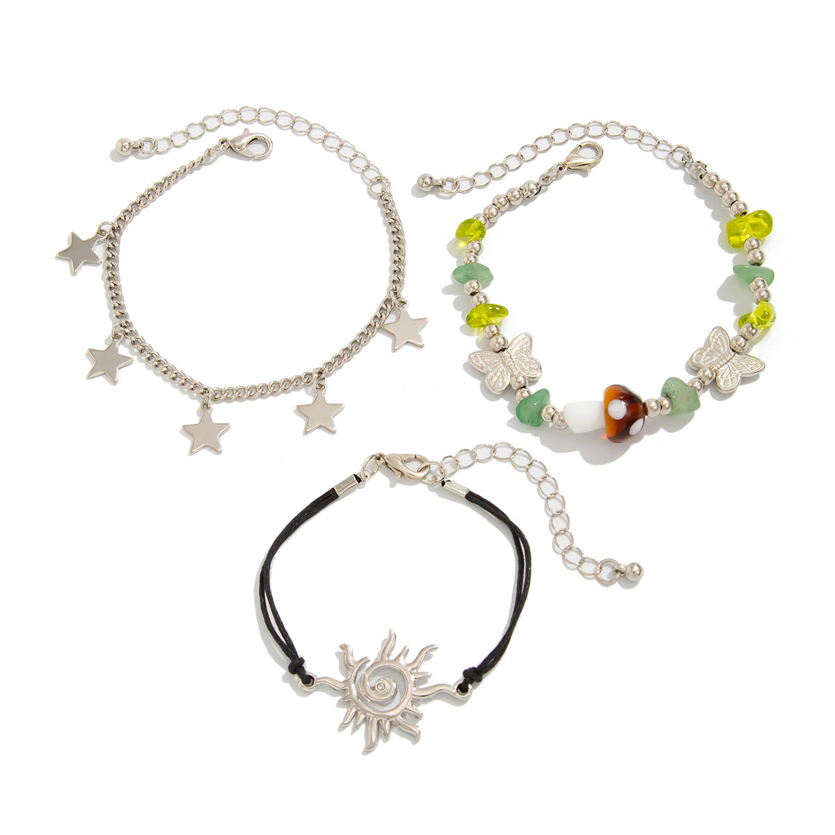 Bohemian Vintage Ethnic Alloy Plated Star Geometric Butterfly Animal Charm Bracelet for Women