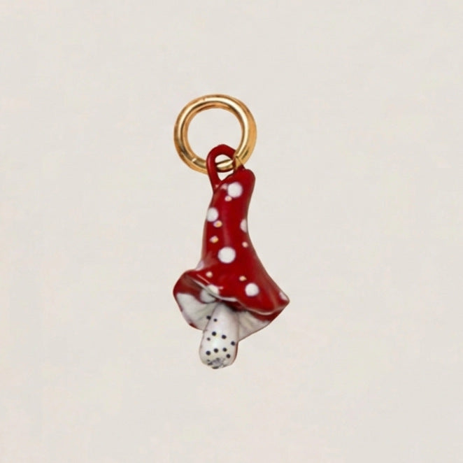 Vintage 18K Gold Plated Brass Animal Mushroom Drip Oil Charm Bar