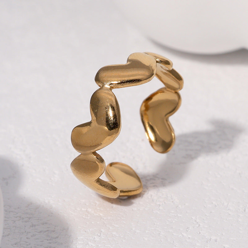 Anello Aperto Geometrico Minimalista Gioielli Moda da Donna in Acciaio Inossidabile Placcato Oro 18K