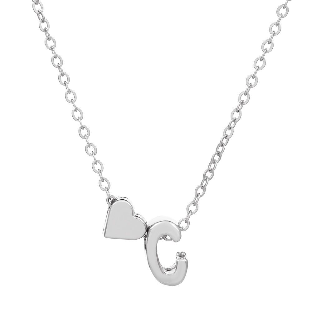 Sweet Heart Letter Alloy Plated Necklace Singapore Chain for Women
