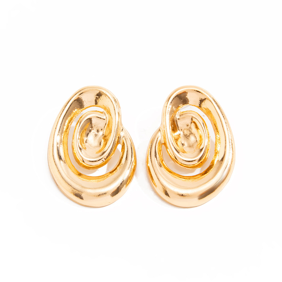 Hip-hop Geometric Spiral Hollow Plated Zinc Alloy Earrings for Women