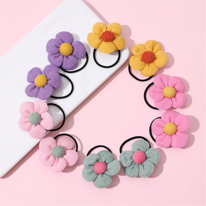 Set di Elastici per Capelli Floreali Carini per Bambini - Accessori per Capelli in Tessuto Colorati a Forma di Fiore, Confezione da 10 Pezzi