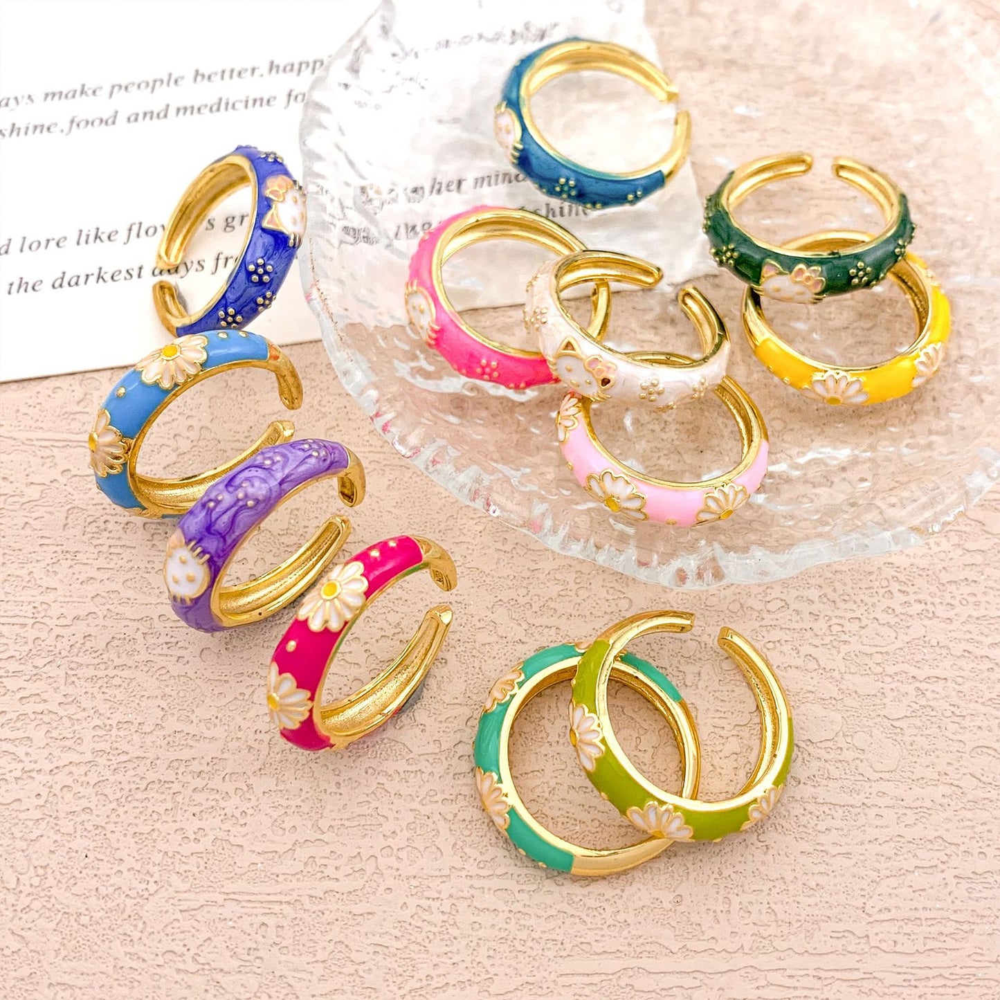 Sweet Floral Alloy Gold Plated Ring for Women