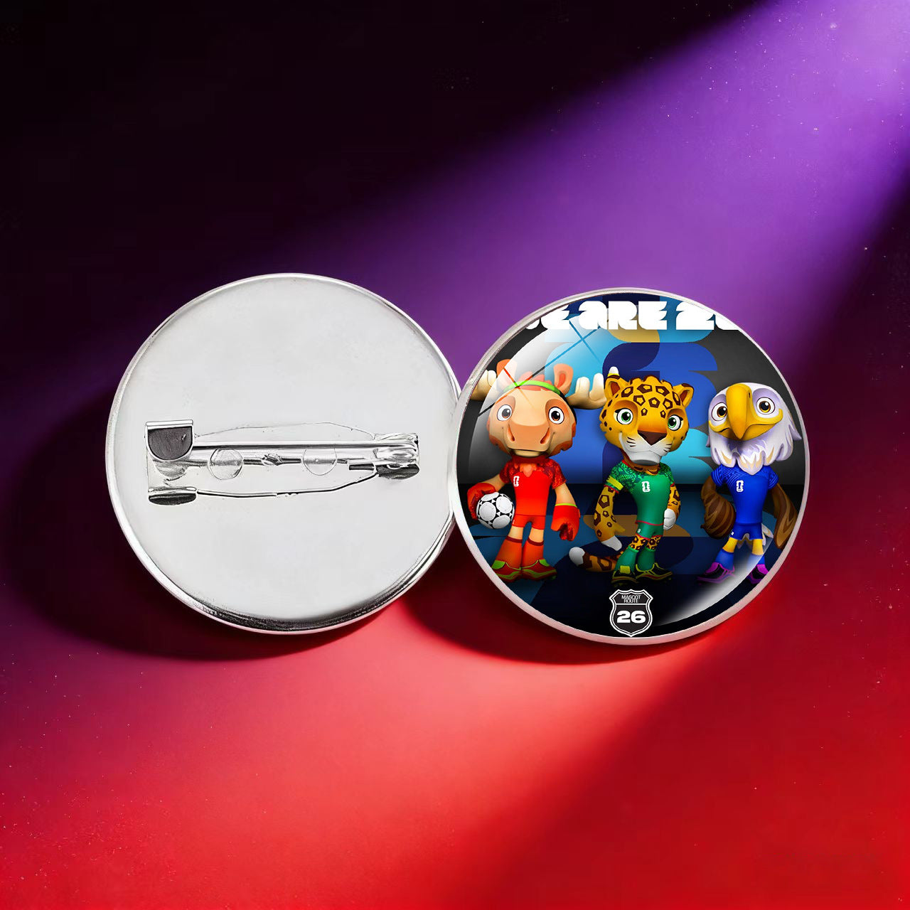 Broche Charm de Barra Redondo Geométrico Chapado en Cristal Hecho a Mano para la Mascota del Mundial 2026
