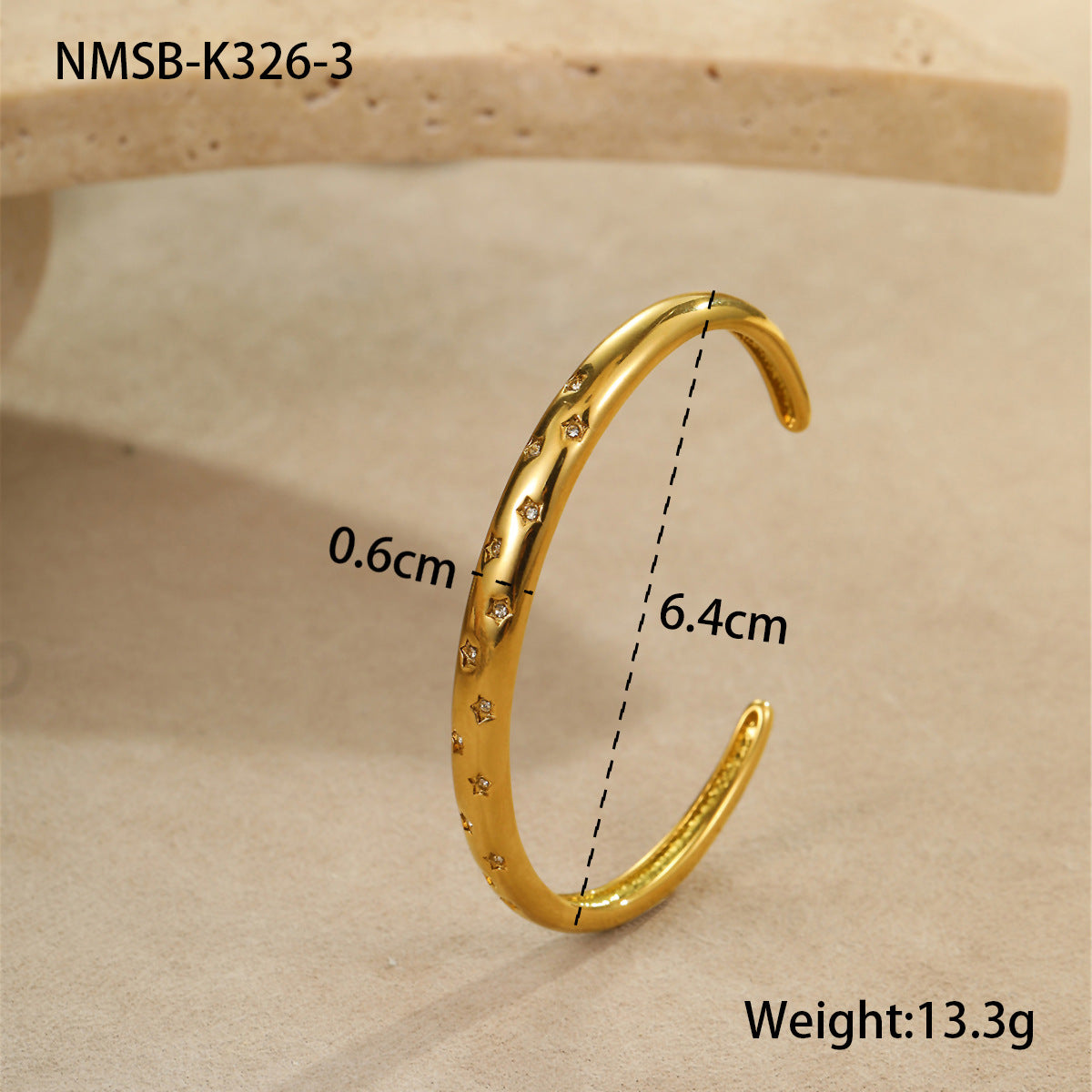 Fashionable Geometric Star-Shaped Titanium Steel Bracelet with Rhinestone Inlay for Women
