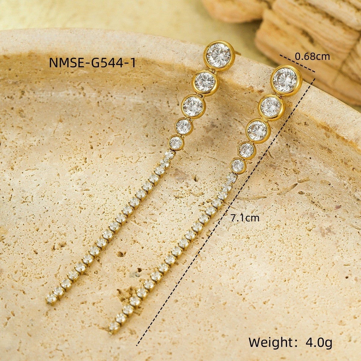 Pendientes de Acero Inoxidable Vintage con Circonitas y Baño de Oro de 18K para Mujer