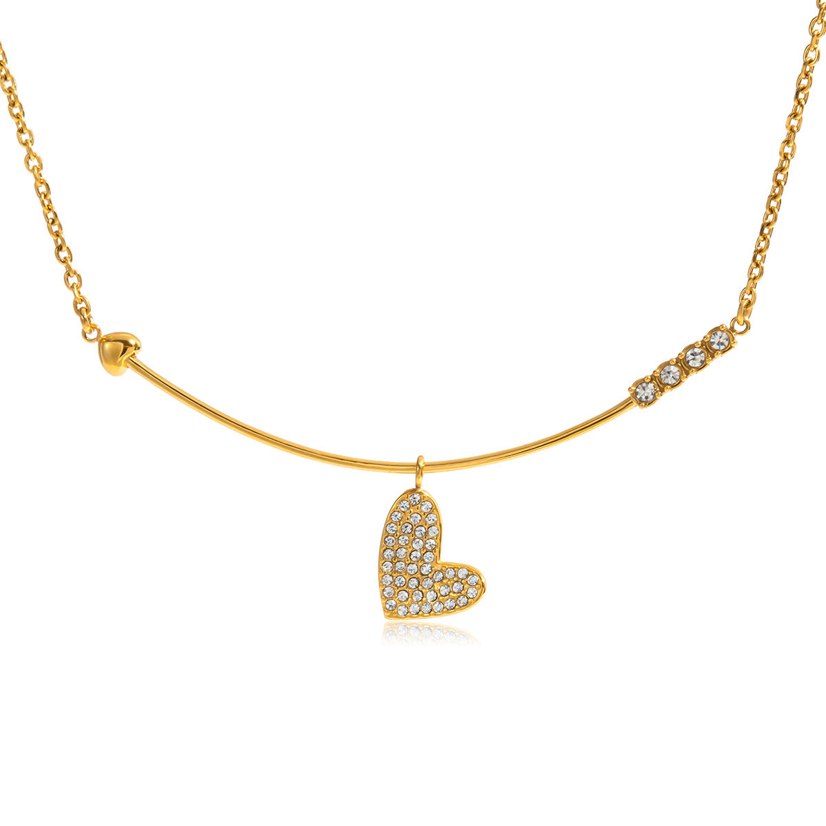 Minimalist Heart Geometric Stainless Steel PVD Plated Necklace for Women