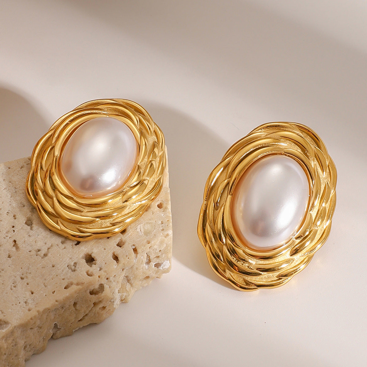 Orecchini a perno geometrici minimalisti vintage in acciaio inossidabile con finitura galvanica per donna