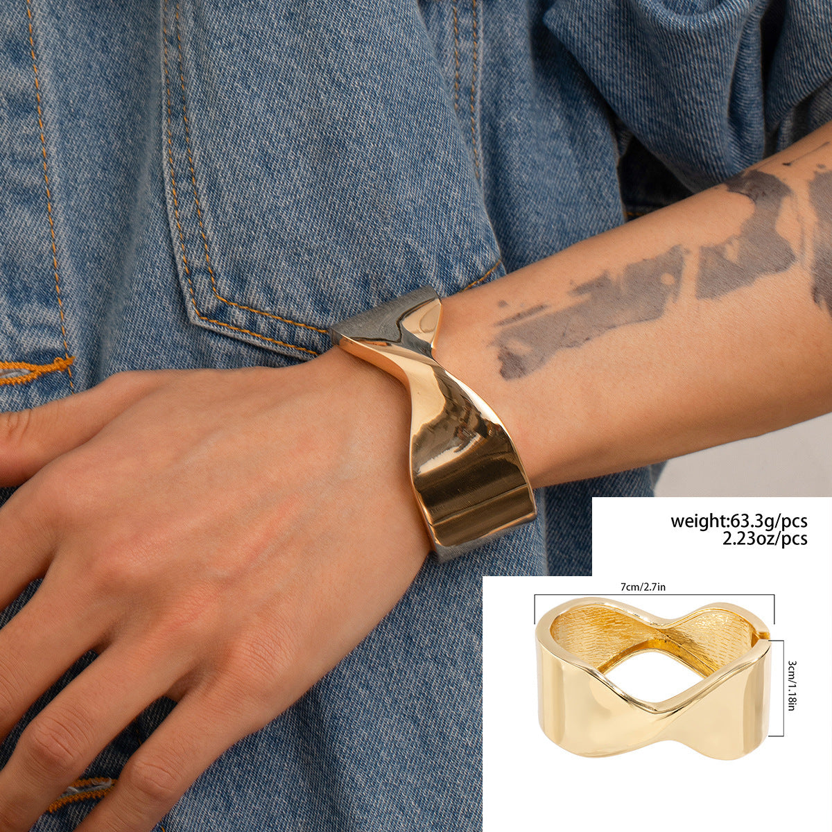 Hip-hop Men's Geometric Round Oval Plated Alloy Cuff Bracelet
