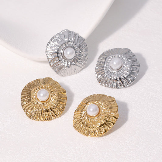 Orecchini geometrici in acciaio inossidabile con placcatura in oro 18 carati per donna — Ipoallergenici, resistenti allo sbiadimento, orecchini a perno alla moda minimalisti