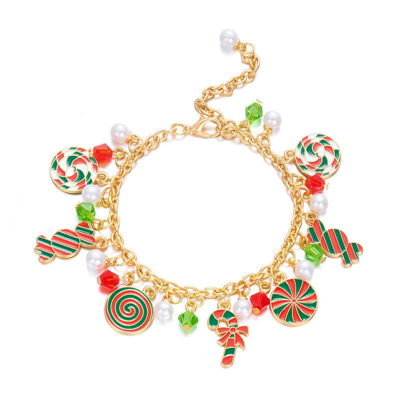 Fashion Christmas Tree Sleigh Reindeer Pendant Bracelet in Alloy with Handcrafted Detail for Women