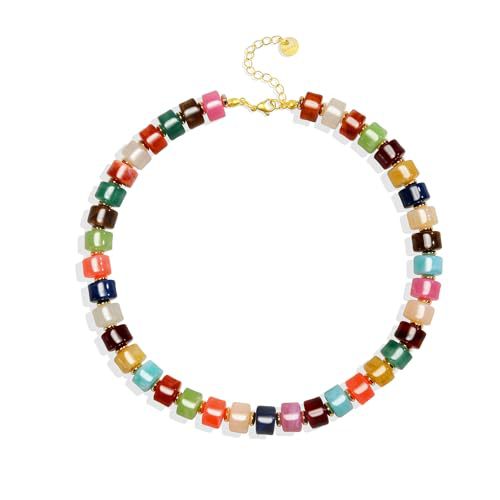 Vintage Bohemian Heart Resin Acrylic Pendant Necklace for Women
