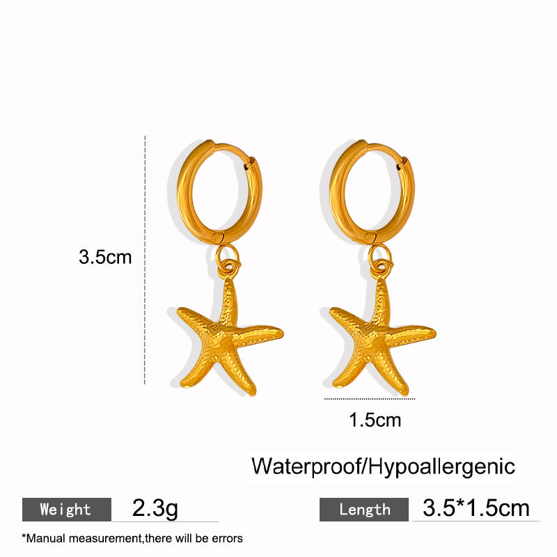 Elegant Titanium Steel Drip Oil Plated Stud Earrings for Women