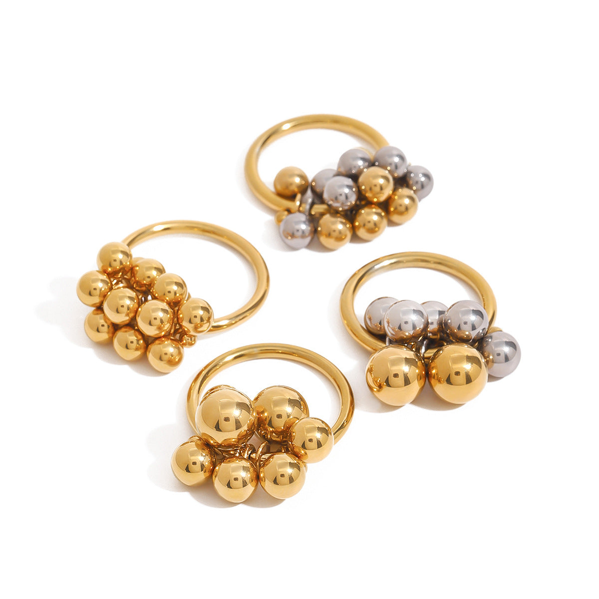 Anello da donna in acciaio inossidabile geometrico con finitura placcata, accessorio di moda di lusso minimalista