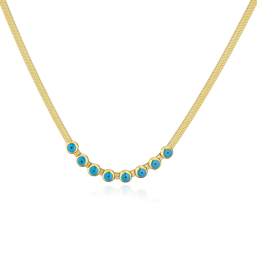 Collana pendente geometrica da donna in acciaio inossidabile con placcatura in oro 18 carati e intarsio in zircone