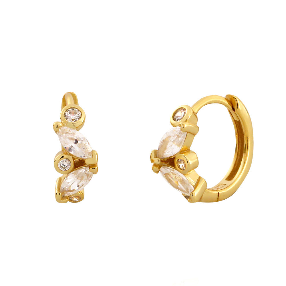 Orecchini a perno geometrici minimalisti in argento sterling S925 con intarsio di strass da donna