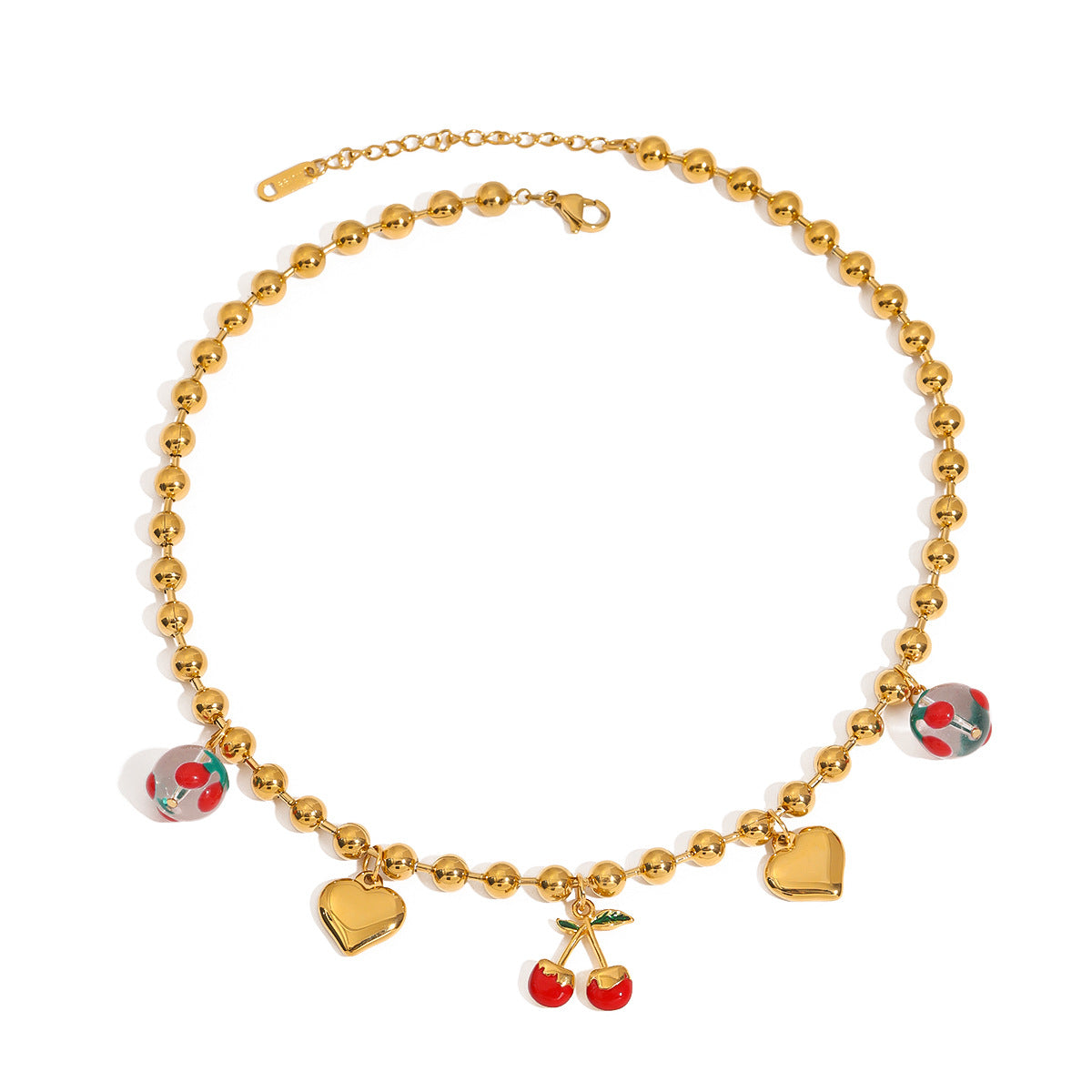 Elegant Stainless Steel Multi-Layer Necklace with Titanium Steel Fruit Charms