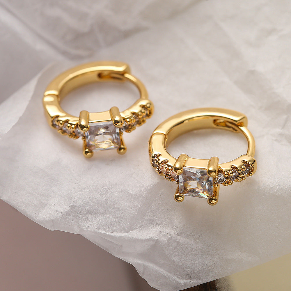 Minimalist Geometric Hoop Earrings for Women with Gold Plating and Micro-Pave Zirconia