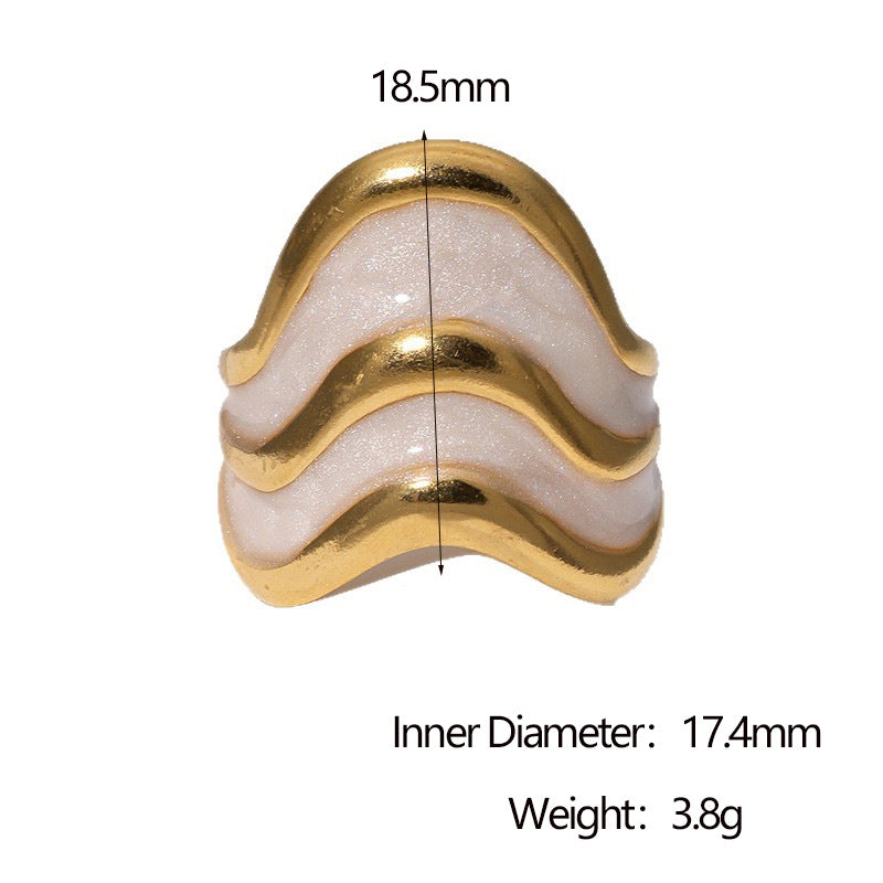 Minimalist French Luxury Adjustable Open Ring in Stainless Steel with 18K Gold Plating for Women