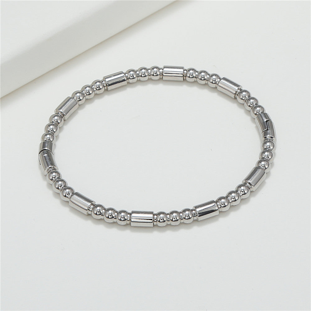 Minimalist Geometric Titanium Steel Bracelet with Gold Inlay for Women and Unisex Fashionable Office Wear
