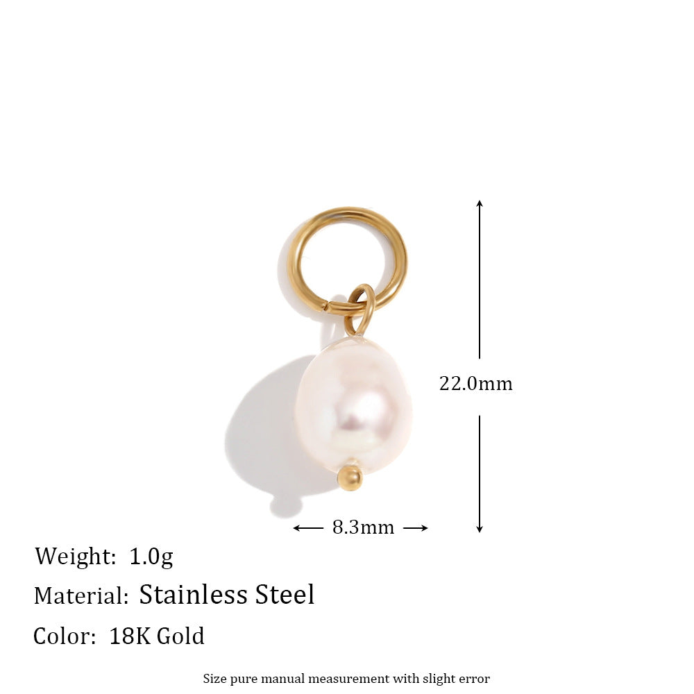 Vintage Elegant 18K Gold Plated Stainless Steel Bow Knot Wave Pearl Charm Bar for Women