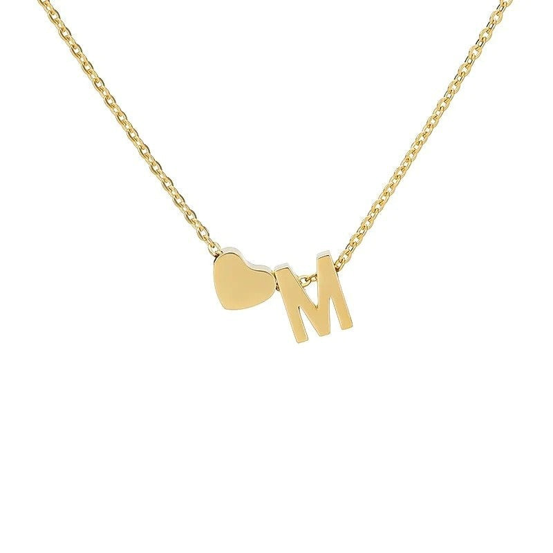 Collana Minimalista con Ciondolo a Cuore in Acciaio Inossidabile, Charms in Acciaio al Titanio e Finitura Placcata per Uomo e Donna