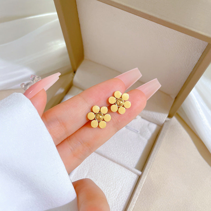 Minimalist Sweet Geometric Titanium Steel Plated Stud Earrings