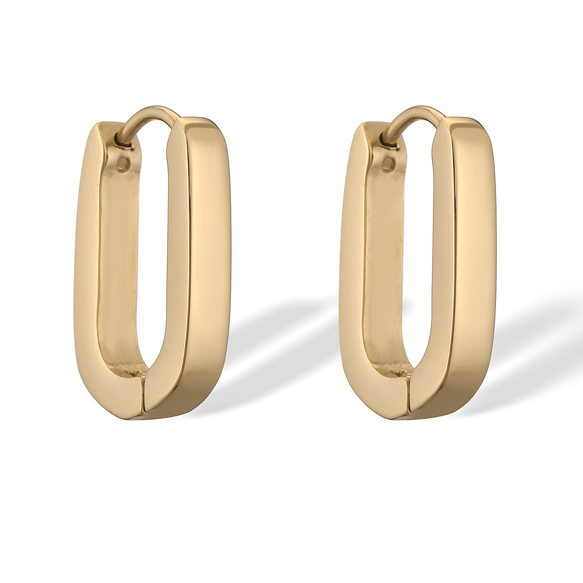Minimalist 18K Gold Plated Stainless Steel Geometric U-Shaped Earrings for Women