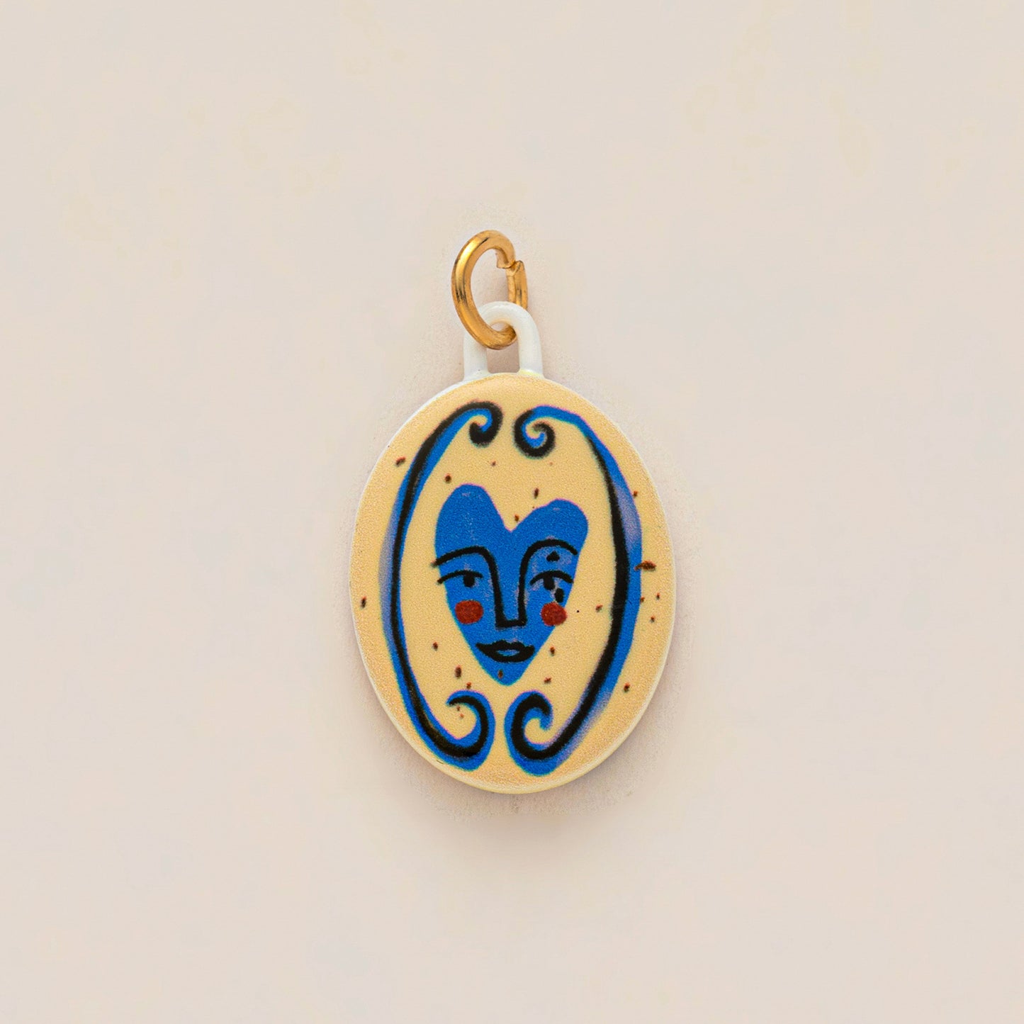Vintage Heart Shaped Brass Plated Animal Print Charm Bar with Cable Chain
