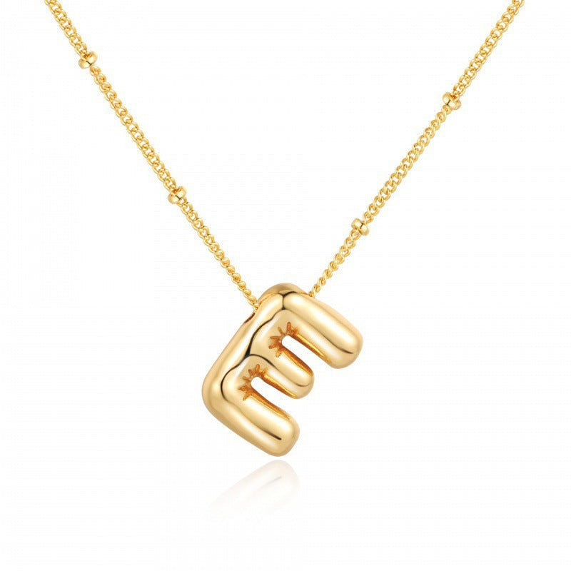 Gold Plated Brass Letter Pendant Necklace for Women