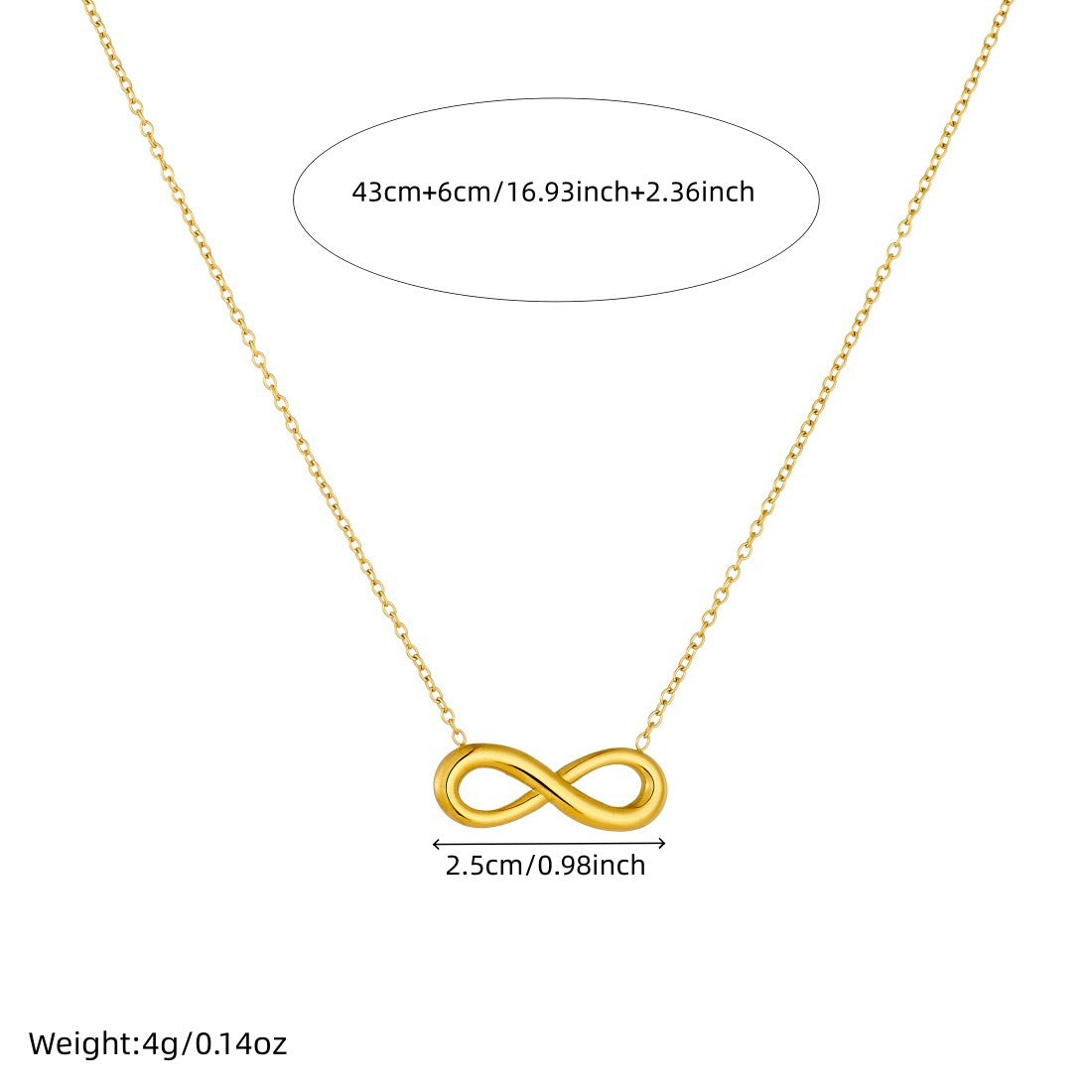 Minimalist Gold Plated Geometric Figure 8 Stainless Steel Necklace for Women