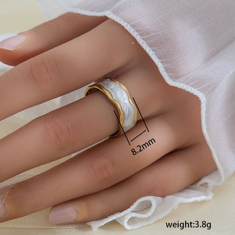 Anello aperto regolabile geometrico in acciaio al titanio con finitura galvanica per donna e uomo, gioielli moderni e minimalisti